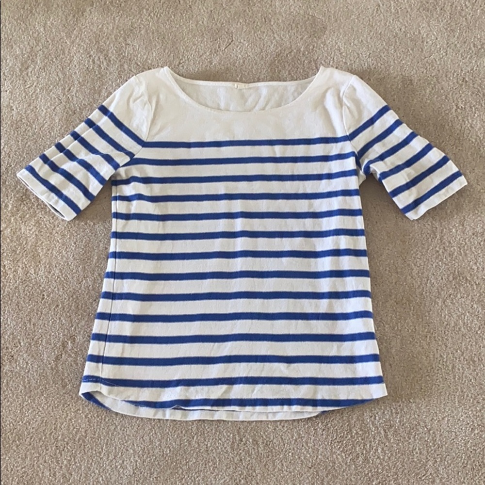 J.Crew Nautical Blue & White Striped Tee